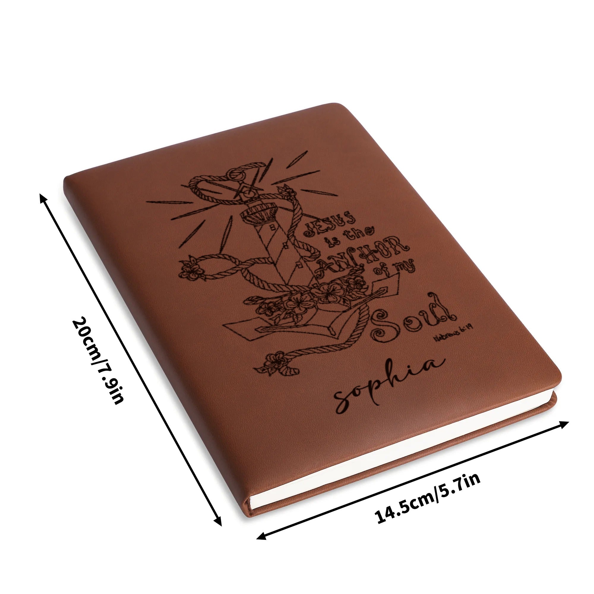 Personalized Christian Journal with Jesus Anchor Design, Custom Faith Notebook for Prayer and Reflection, Inspirational Religious Gift, Hebrews 6:19 Verse. NBLAF65